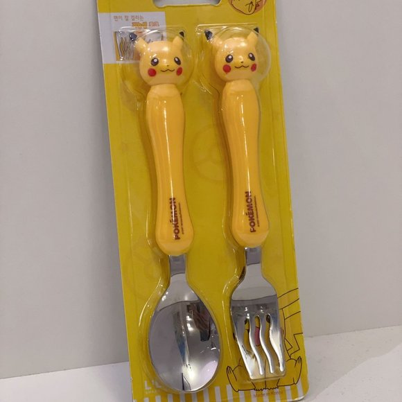 Pokémon Pikachu Stainless Steel Fork and Spoon Set (NIB) - Picture 1 of 4